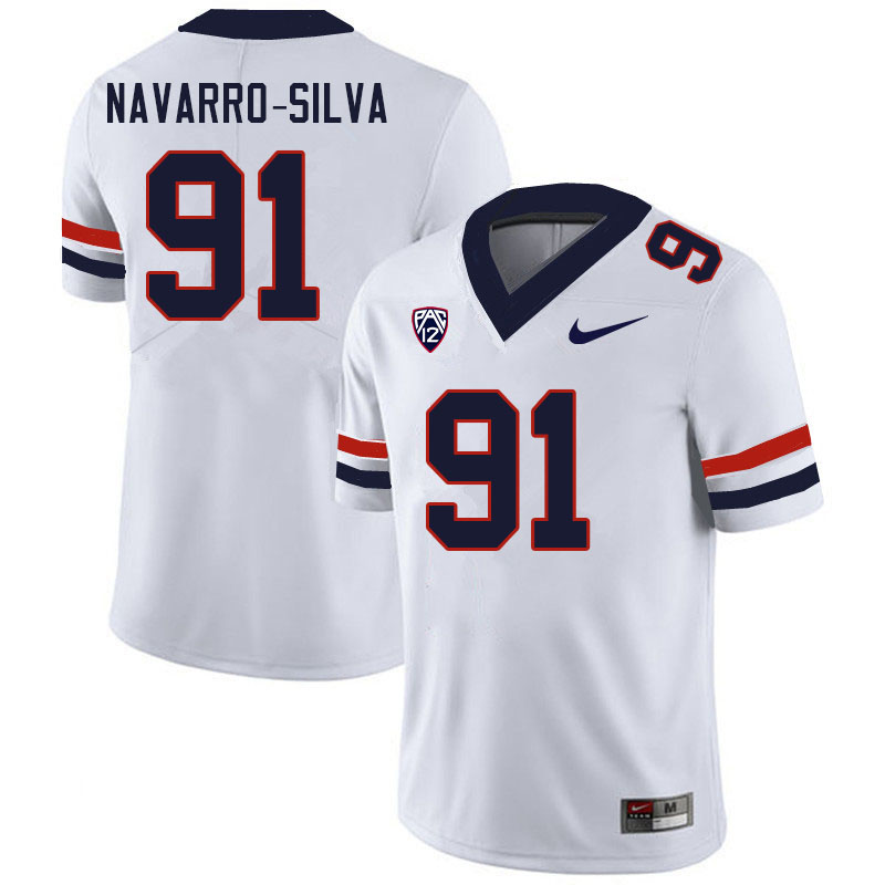 Men #91 Alex Navarro-Silva Arizona Wildcats College Football Jerseys Sale-White - Click Image to Close